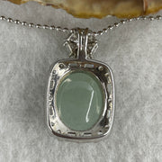 Natural Type A Semi Icy Light Green Jadeite Cabochon Necklace in S925 Silver | (5.80g | 44cm S925 | 13.8 x 11.0 x 5.5mm | Elegance & Abundance Anchor, Feng Shui Prosperity & Executive Charm Necklace) - Huangs Jadeite and Jewelry Pte Ltd