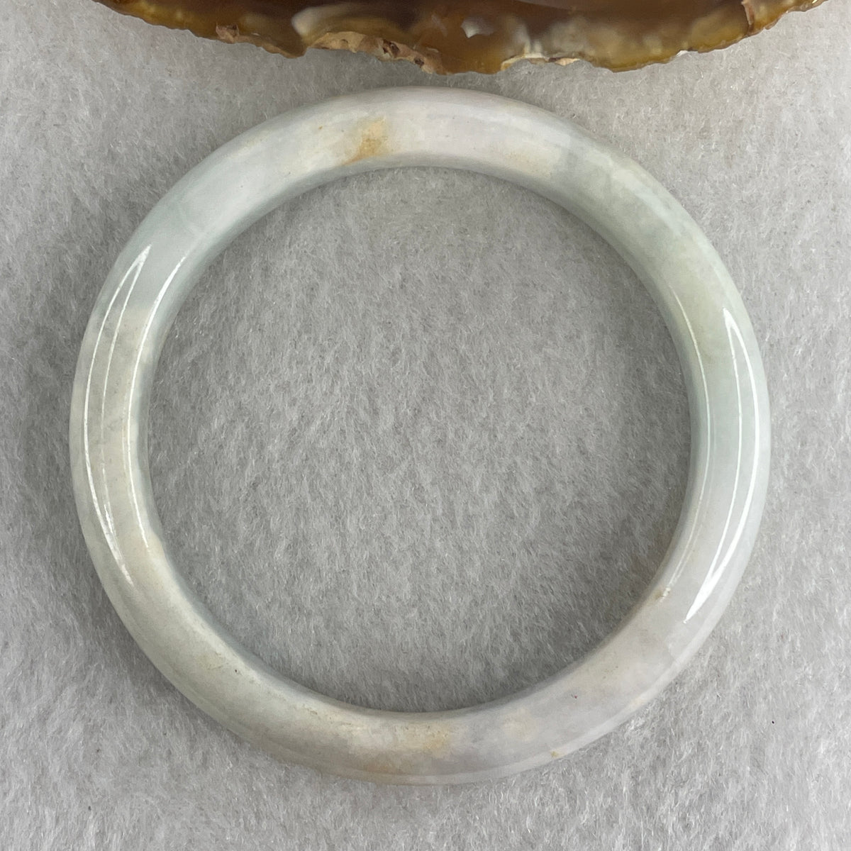 Natural Type A Light Lavender with Green and Brownish Piao Hua Jadeite Flat Ding Dang Bangle 39.14g Inner Diameter 54.5mm 10.2 by 7.2mm (Slight External Rough) - Huangs Jadeite and Jewelry Pte Ltd