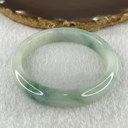 Natural Type A Jelly Faint Green with Blueish Green Piao Hua Flora Jadeite Bangle 44.39g Inner Diameter 55.2mm 11.2 by 8.3mm (Internal Lines) - Huangs Jadeite and Jewelry Pte Ltd