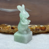 Type A Green Lavender Jadeite Rabbit with Carrot Mini Display 14.86g 39.4 by 15.9 by 15.4mm - Huangs Jadeite and Jewelry Pte Ltd
