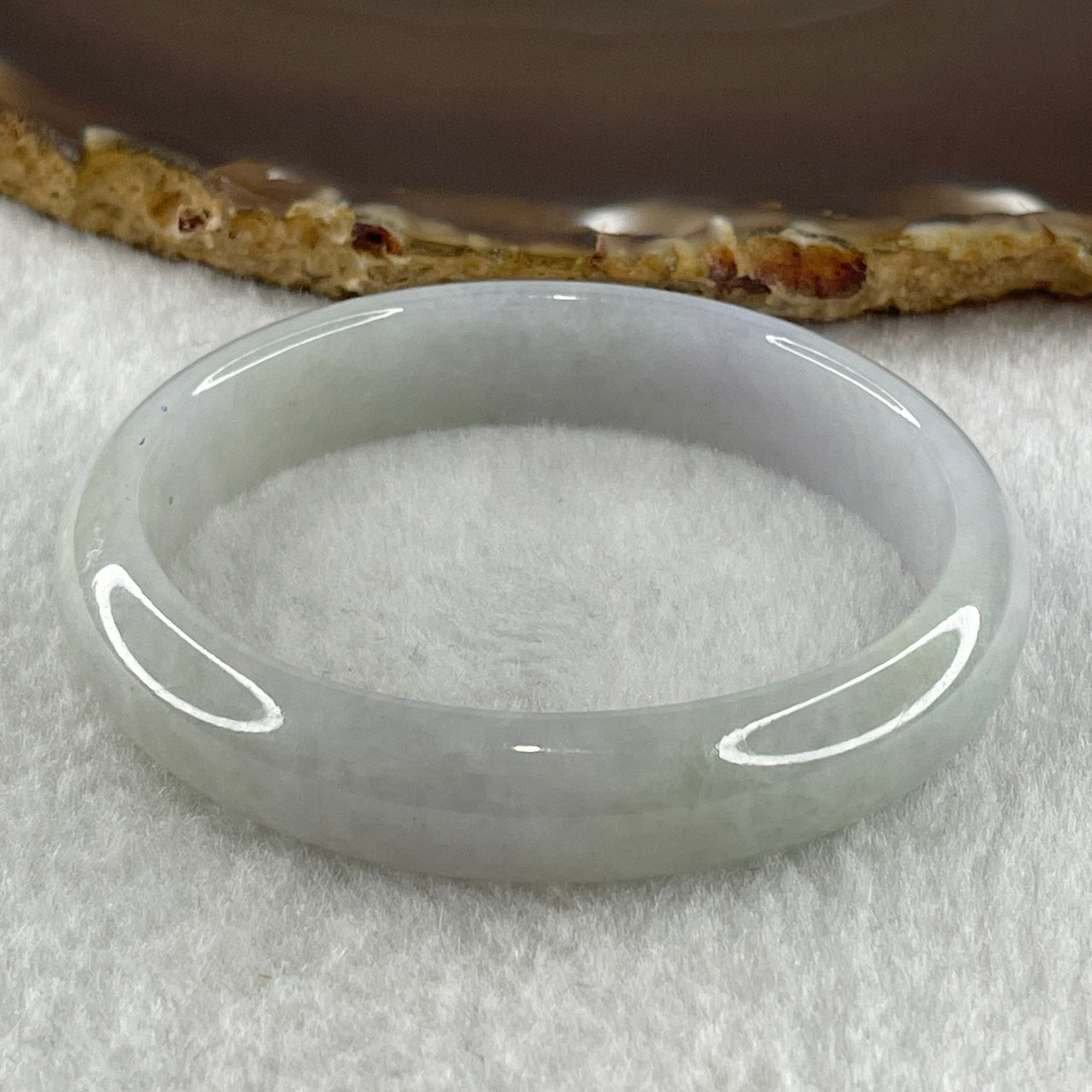 Type A Natural Light Lavender Light Green Jadeite Oval Bangle 34.80g Inner Diameter 53.2mm 11.8 by 6.3mm (Very Very Slight Internal Lines) - Huangs Jadeite and Jewelry Pte Ltd