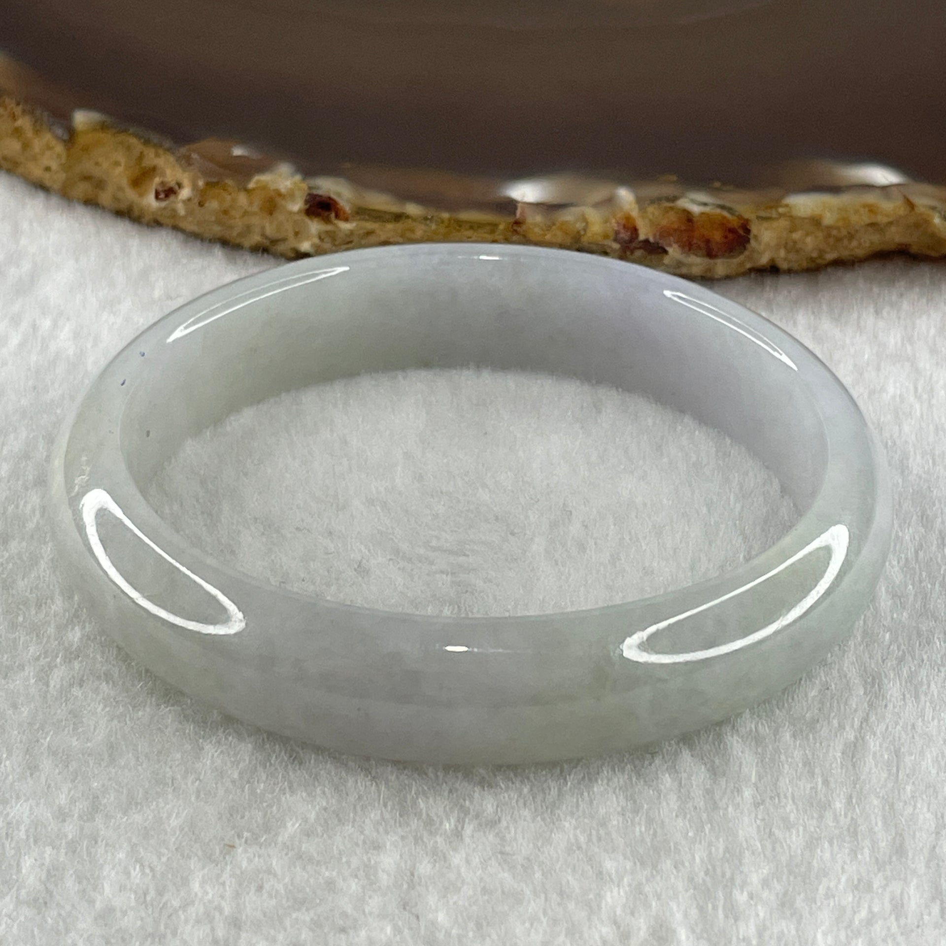 Type A Natural Light Lavender Light Green Jadeite Oval Bangle 34.80g Inner Diameter 53.2mm 11.8 by 6.3mm (Very Very Slight Internal Lines) - Huangs Jadeite and Jewelry Pte Ltd