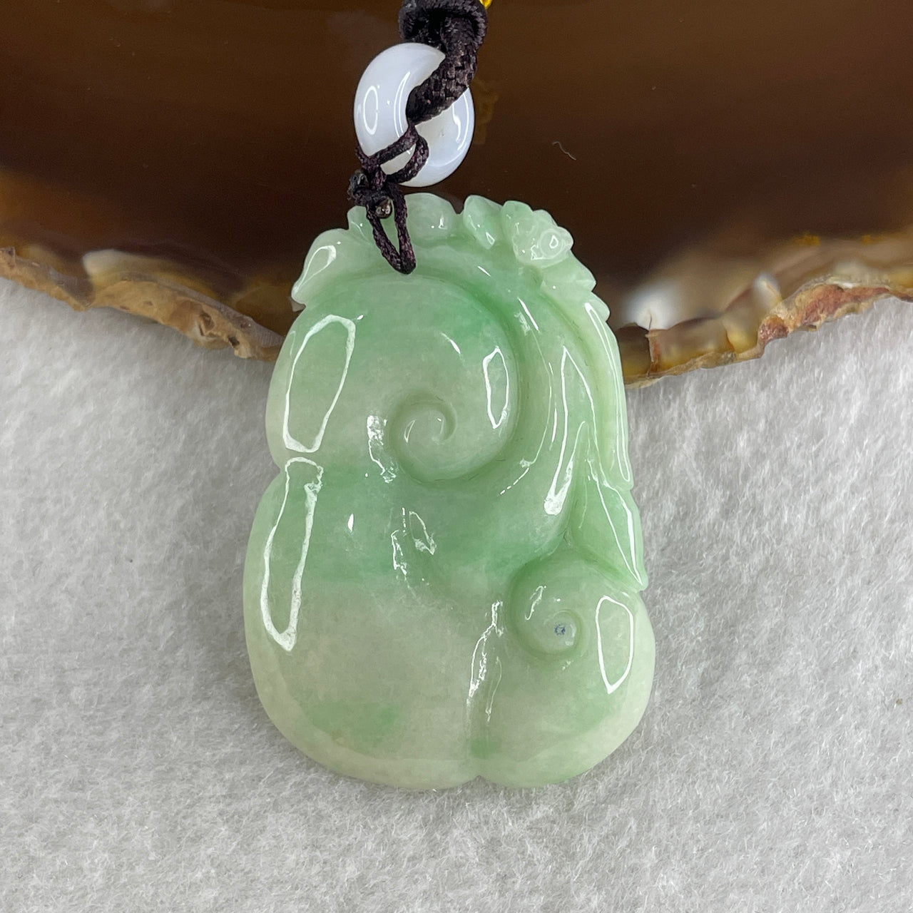 Natural Type A Green with Apple Green Piao Hua Jadeite Ruyi Pendant 20.67g 43.4 by 29.7 by 7.0mm - Huangs Jadeite and Jewelry Pte Ltd