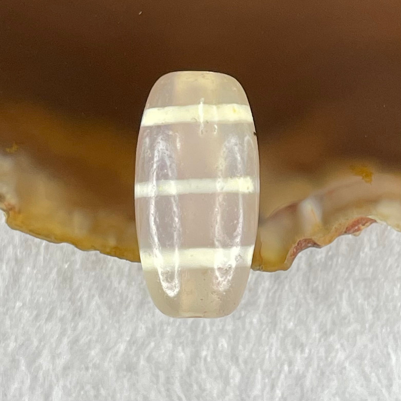 Natural Powerful Tibetan Old Oily Agate 3-Lines Dzi Bead Heavenly Master (Tian Zhu) 三行天诛 2.89g 19.6 by 10.0mm - Huangs Jadeite and Jewelry Pte Ltd
