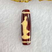 Natural Powerful Tibetan Old Oily Red and Yellowish White Agate Guan Yin Dzi Bead Heavenly Master (Tian Zhu) 观音天诛 7.95g 38.3 by 11.2mm - Huangs Jadeite and Jewelry Pte Ltd