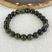 Above Average Grade Natural Green Cats Eye Tourmaline Beads Bracelet 22.44g 16cm 8.8mm 22 Beads - Huangs Jadeite and Jewelry Pte Ltd