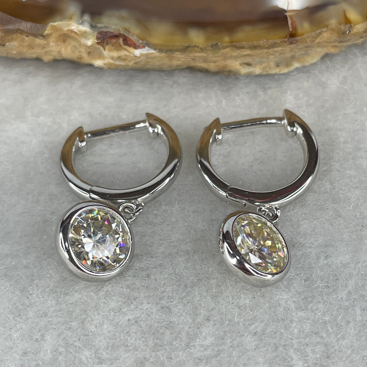 GRA Certified 2ctw Moissanite Stud Earrings S925 Silver - D VVS1 Excellent Round Cut - 6.5mm Diamond Simulant Solitaire Studs - 2.70g Heavy Silver Setting