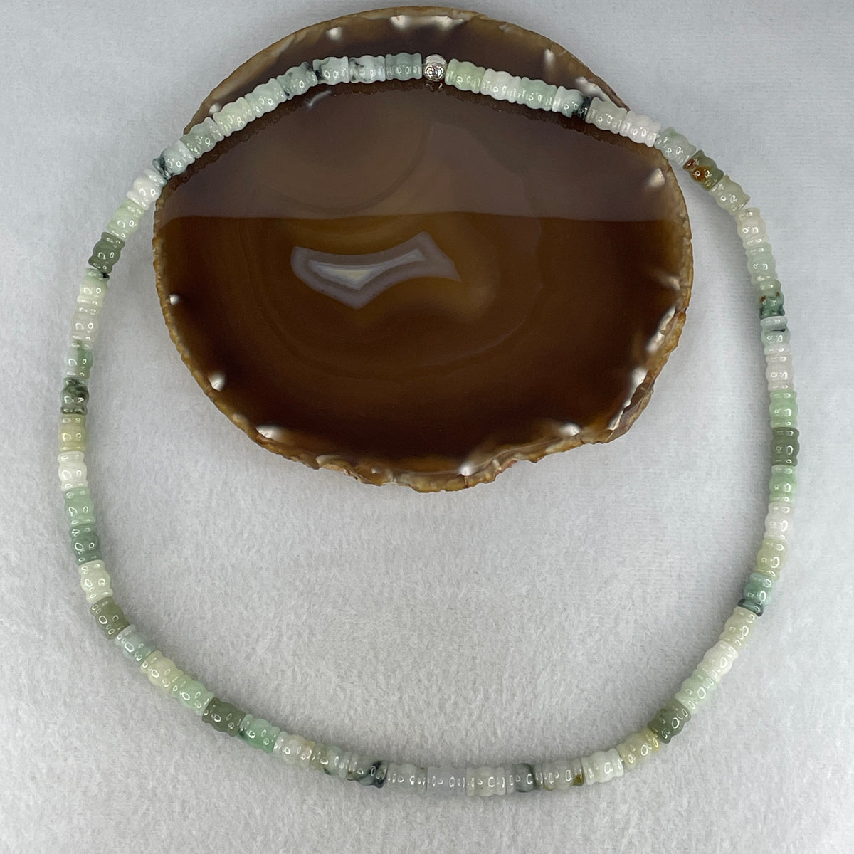 Natural Type A Light Green & Blueish Green Jadeite Bamboo Beads Necklace | 64cm Extended Strand of 60 Bamboo Beads8.5mm (96.45g | Heart & Throat Chakra Harmony, Rising Success & Abundance Shield)