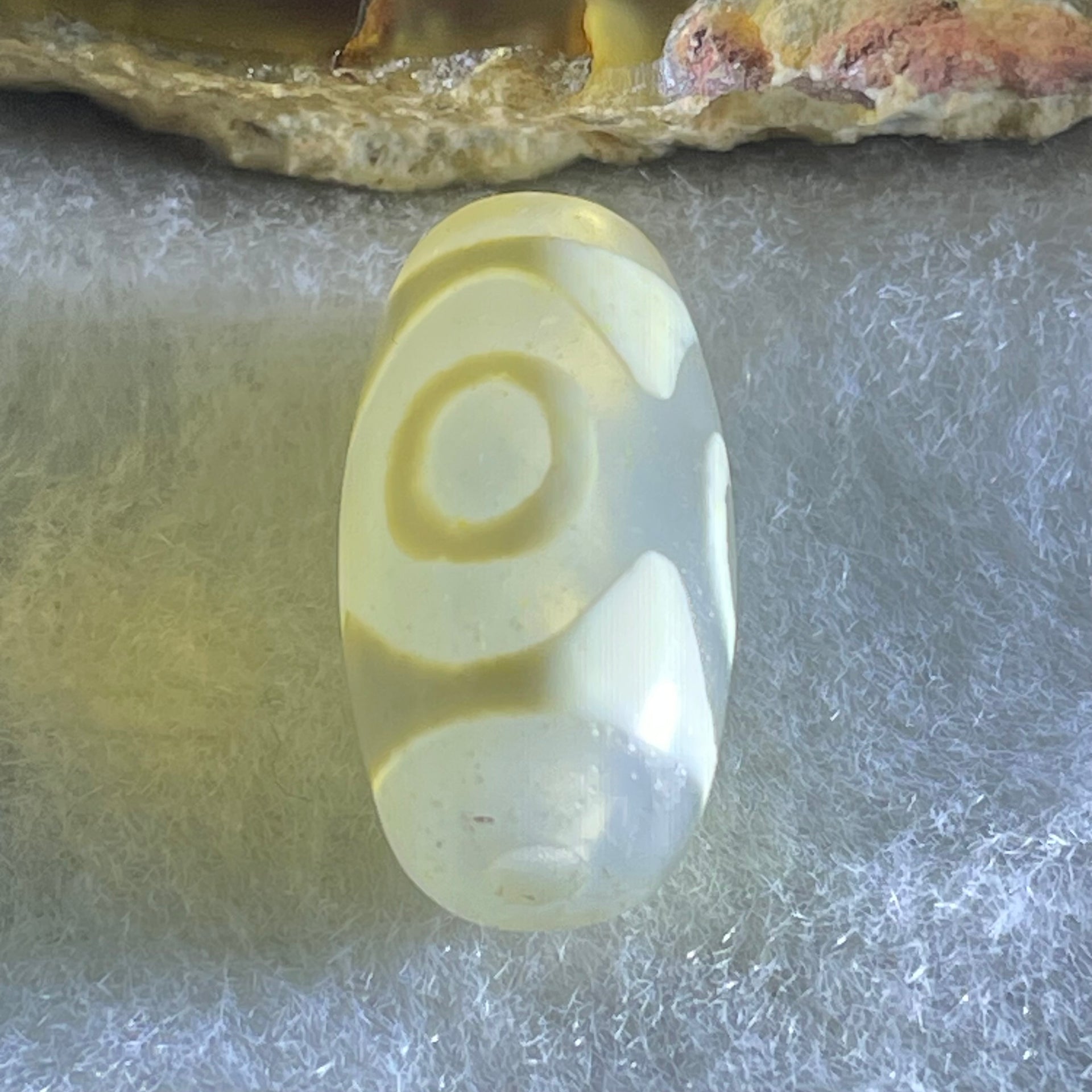 Natural Powerful Tibetan Old Oily Agate 3 Eyes Dzi Bead Heavenly Master (Tian Zhu) 三眼天诛 3.10g 20.2 by 10.2mm - Huangs Jadeite and Jewelry Pte Ltd