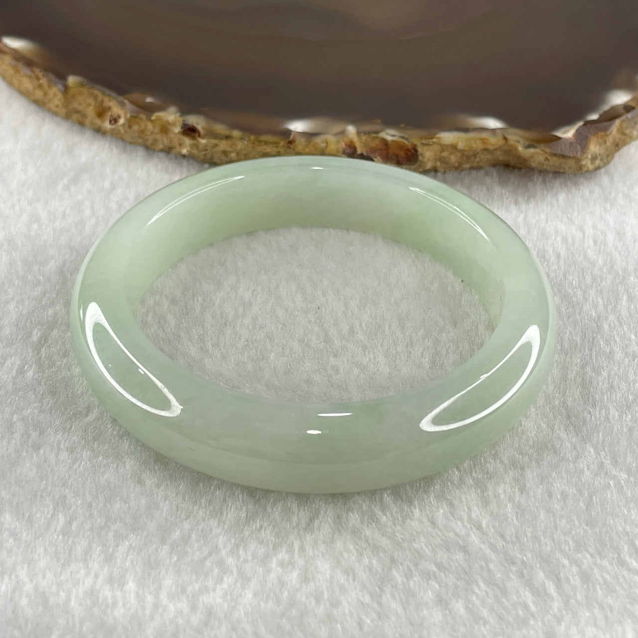 Natural Type A Jelly Full Light Green Jadeite Bangle 50.76g Inner Diameter 54.5mm 11.9 by 8.4mm (Slight Internal Line) - Huangs Jadeite and Jewelry Pte Ltd