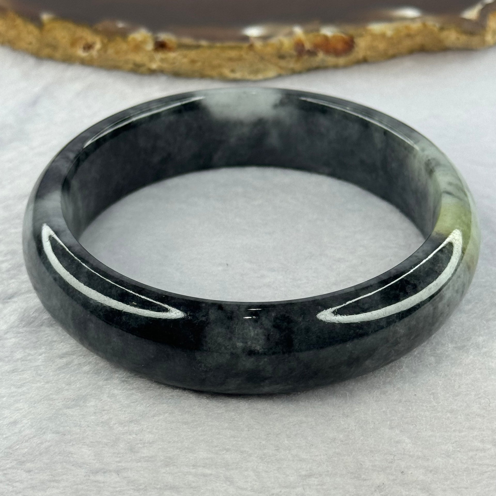 Type A Wuji Black Grey and Yellow Jadeite Bangle 72.74g Internal Diameter 60.5mm 16.4 by 8.1mm (Close to Perfect) - Huangs Jadeite and Jewelry Pte Ltd