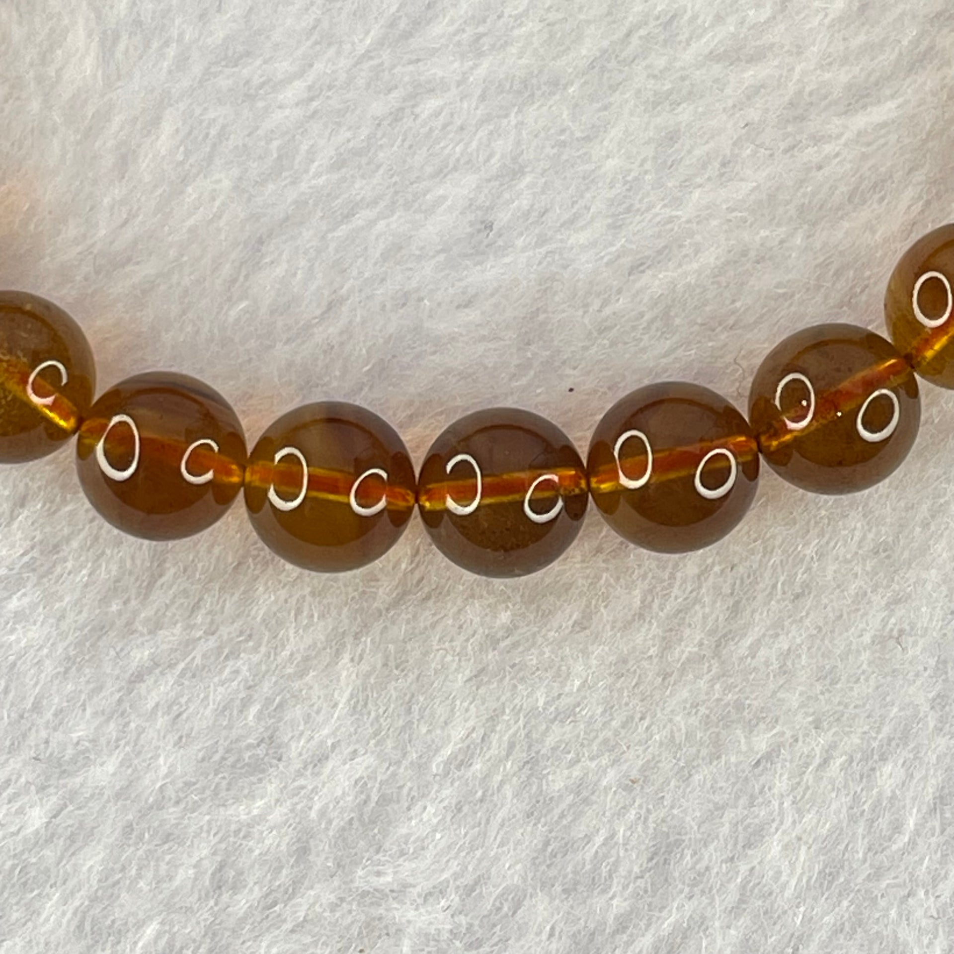 Natural Purple Honey Amber Beads Bracelet 天然紫蜜琥珀手链 4.80g 15cm 7.2mm 25 Beads - Huangs Jadeite and Jewelry Pte Ltd