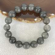 Good Grade Natural Grey Rabbit Hair Rutilated Quartz Beads Bracelet 47.04g 18cm 12.8mm 17 Beads - Huangs Jadeite and Jewelry Pte Ltd