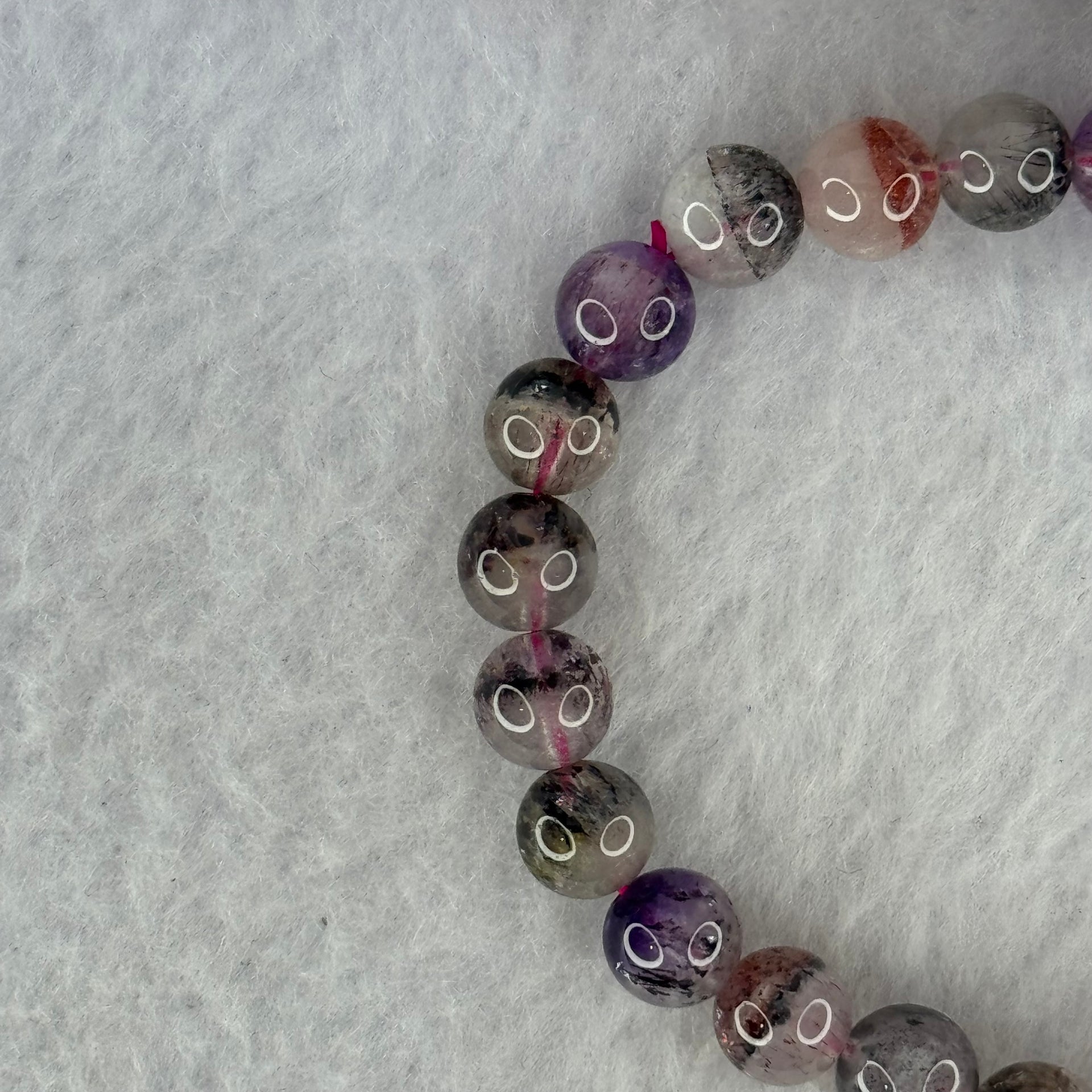 Natural Super 7 Beads Bracelet 12.81g 15cm 7.3mm 25 Beads - Huangs Jadeite and Jewelry Pte Ltd