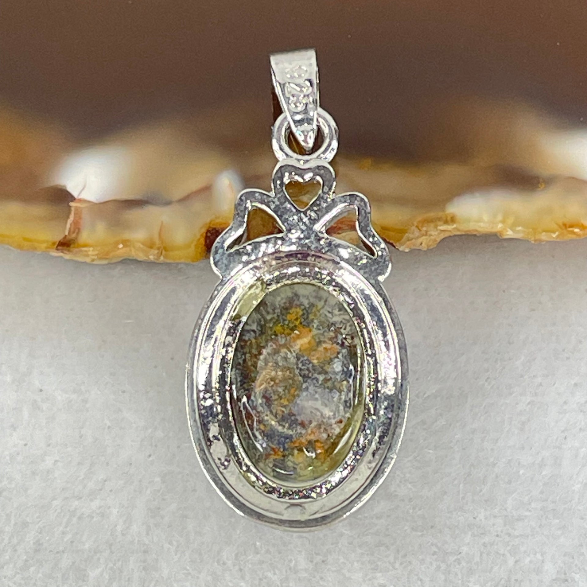 Good Grade Rare Natural Blue Dumortierite Rutilated Quartz in S925 Pendant 3.67g 12.7 by 10.9 by 7.5mm - Huangs Jadeite and Jewelry Pte Ltd