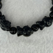 Obsidian Bear 17.5 by 12.8 by 11.7mm 8pcs and Beads 8.3mm 8pcs Charms Bracelet 27.92g 15.5cm - Huangs Jadeite and Jewelry Pte Ltd