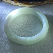 Natural Type A Jelly Light Green & Faint Lavender Jadeite Bangle | (49.99g | 52.1mm Inner Diameter | 11.8mm x 8.5mm | Perfect | Synergy, "Zi Qi Dong Lai" Noble Benefactor Magnet & Feng Shui Serenity Anchor) - Huangs Jadeite and Jewelry Pte Ltd