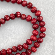 Red Wood Beads Necklace 17.72g 7.9mm 112 Beads - Huangs Jadeite and Jewelry Pte Ltd