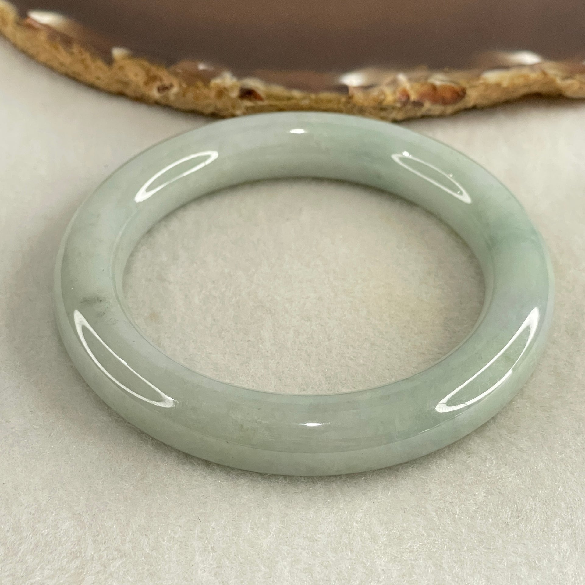 Type A Blueish Green Jadeite Bangle Internal Diameter 55.9mm 68.11g 11.4 by 10.8mm  (Slight Internal Lines) - Huangs Jadeite and Jewelry Pte Ltd