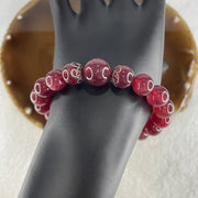 Natural Strawberry Quartz Beads Bracelet 27.62g 15.5cm 10.1mm 18 Beads - 12.3mm 1 Bead - Huangs Jadeite and Jewelry Pte Ltd