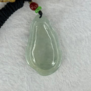 Type A Semi ICY Light Green Jadeite Benefactor with Lotus Flower Pendent 12.08g 46.4 by 27.6 by 4.8mm - Huangs Jadeite and Jewelry Pte Ltd