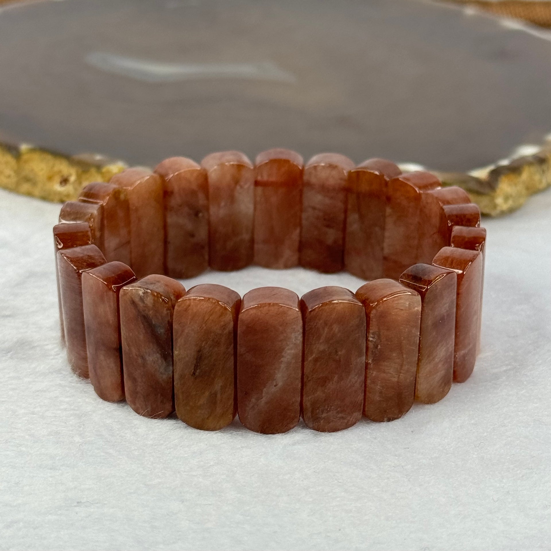 Natural Red Rutilated Quartz Bracelet 55.78g 17cm 20.9 by 9.2 by 6.9mm 22 Beads - Huangs Jadeite and Jewelry Pte Ltd