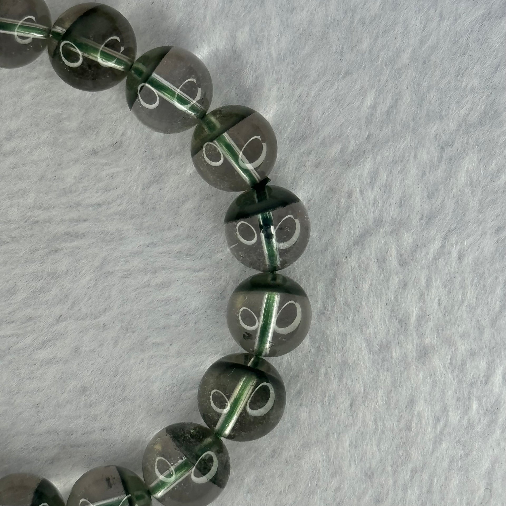 Very Good Grade Natural Green Phantom Quartz Beads Bracelet 31.65g 17cm 10.8mm 19 Beads - Huangs Jadeite and Jewelry Pte Ltd