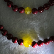Natural Cinnabar with Amber Bracelet 16cm 8.5mm Necklace with Amber 44cm 8.5mm Set Total Weight 85.30g - Huangs Jadeite and Jewelry Pte Ltd