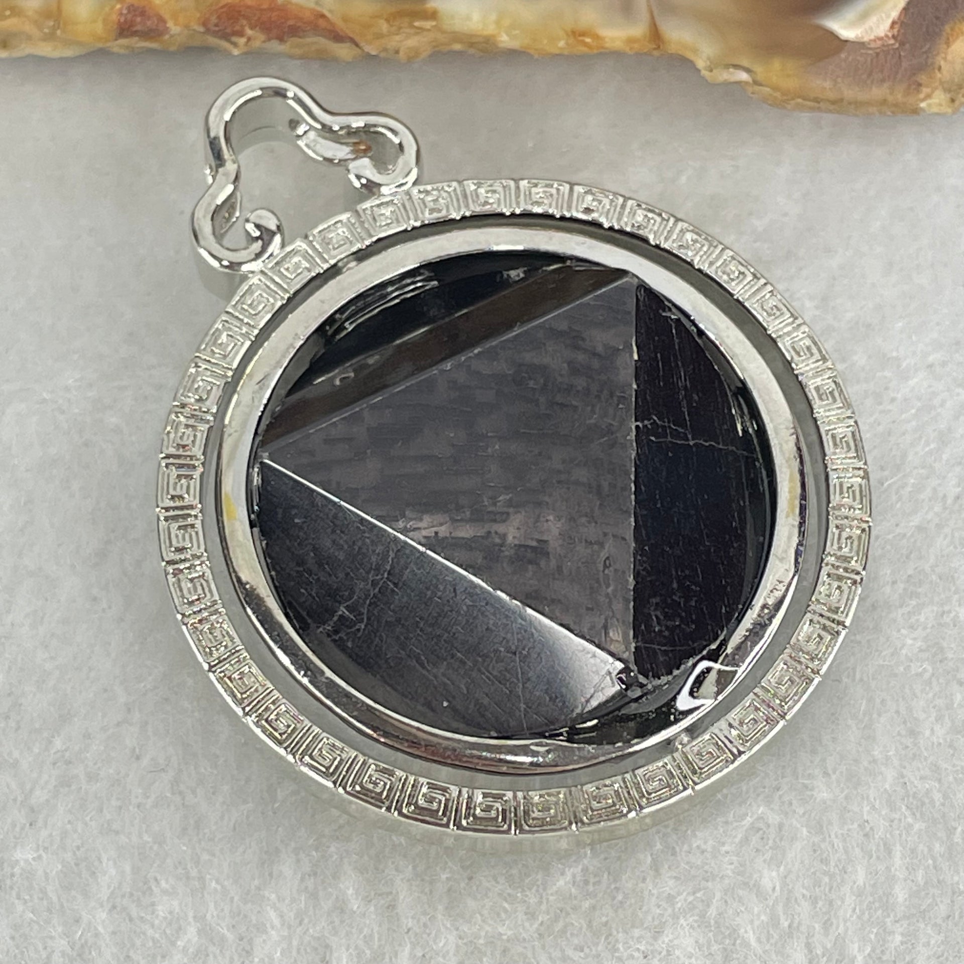 Natural Hypersthene in Stainless Steel Pendant 23.00g 25.0 by 8.8mm - Huangs Jadeite and Jewelry Pte Ltd