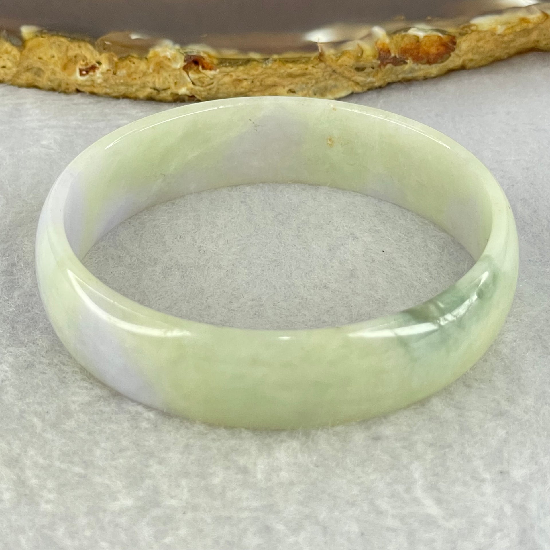 Type A Lavender and Green Jadeite Bangle Internal Diameter 52.0mm 24.79g 13.4 by 4.1mm (External Rough) - Huangs Jadeite and Jewelry Pte Ltd