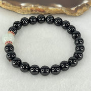 Type A Opaque Black Omphasite Jadeite Beads with Faint Green Jadeite Melon Charm Bracelet 21.49g 15.5cm 8.0mm 22 Bead 10.1 by 9.3m 1 Bead - Huangs Jadeite and Jewelry Pte Ltd