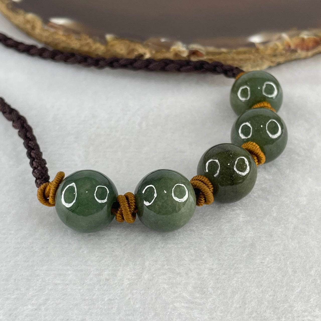 Natural Type A Green Jadeite: Five-Bead Necklace – 14mm Polished Spheres 25.27g