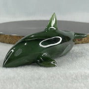 Natural Dark Green Serpentine Killer Whale Display 130.1g 122.0 by 52.0 by 50.0mm - Huangs Jadeite and Jewelry Pte Ltd