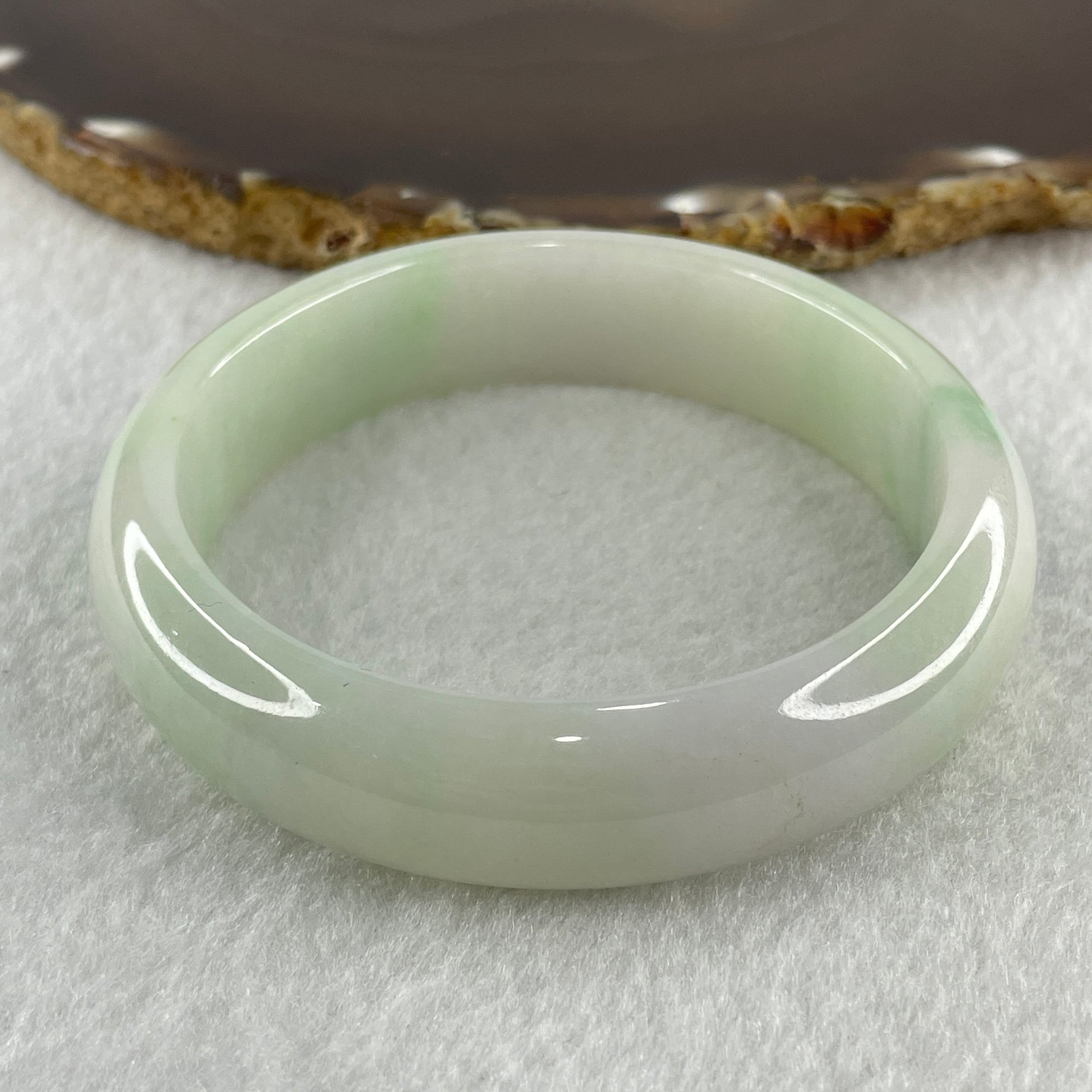 Type A Natural Light Green with Faint Lavender Jadeite Bangle 68.40g Inner Diameter 58.0mm 15.2 by 8.8mm (Slight External Line) - Huangs Jadeite and Jewelry Pte Ltd