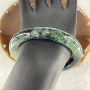Certified Natural Type A Semi Icy Green with Dark Blueish Green Piao Hua Bangle 58.92g Internal Diameter 59.5mm 11.2 by 9.6mm (Internal Lines) - Huangs Jadeite and Jewelry Pte Ltd