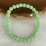 Type A Intense Bright Apple Green Jadeite Beads Bracelet 11.49g 15cm 6.1mm 30 Beads - Huangs Jadeite and Jewelry Pte Ltd