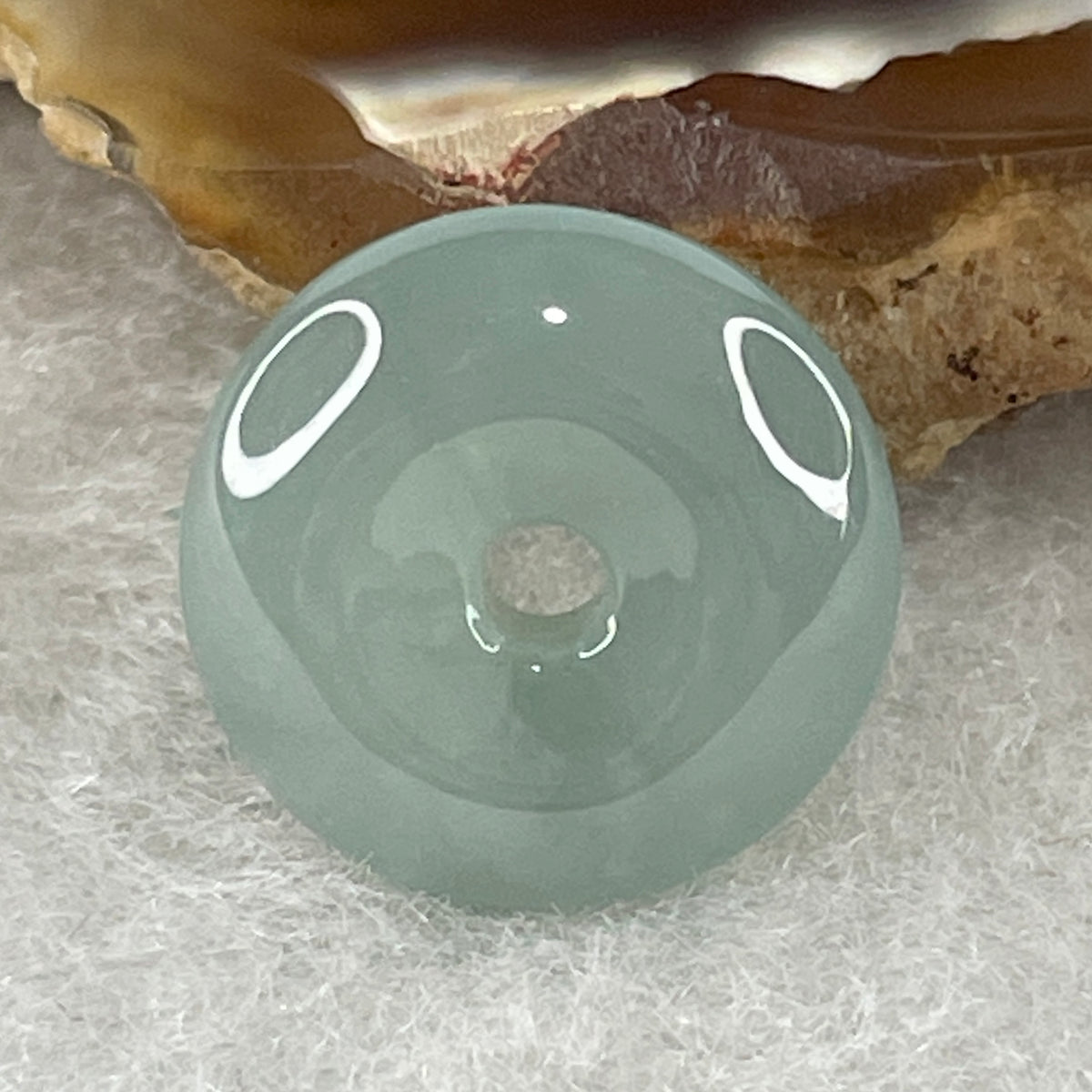 Natural Type A Semi-Icy Blueish-Green Jadeite Ping An Kou Pendant | 14mm Delicate Translucent Jade Peace Disc Talisman (1.67g | 14.0 x 4.4mm) - Huangs Jadeite and Jewelry Pte Ltd