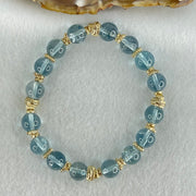 Good Grade Natural Blue Topaz Beads Bracelet 26.61g 16cm 8.8mm 16 Beads - Huangs Jadeite and Jewelry Pte Ltd