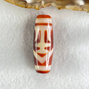 Natural Powerful Tibetan Old Oily Red White Agate One Eye Gold Metal Element Dzi Bead Heavenly Master (Tian Zhu) 一眼金天珠 10.45g 37.9 by 13.4mm - Huangs Jadeite and Jewelry Pte Ltd