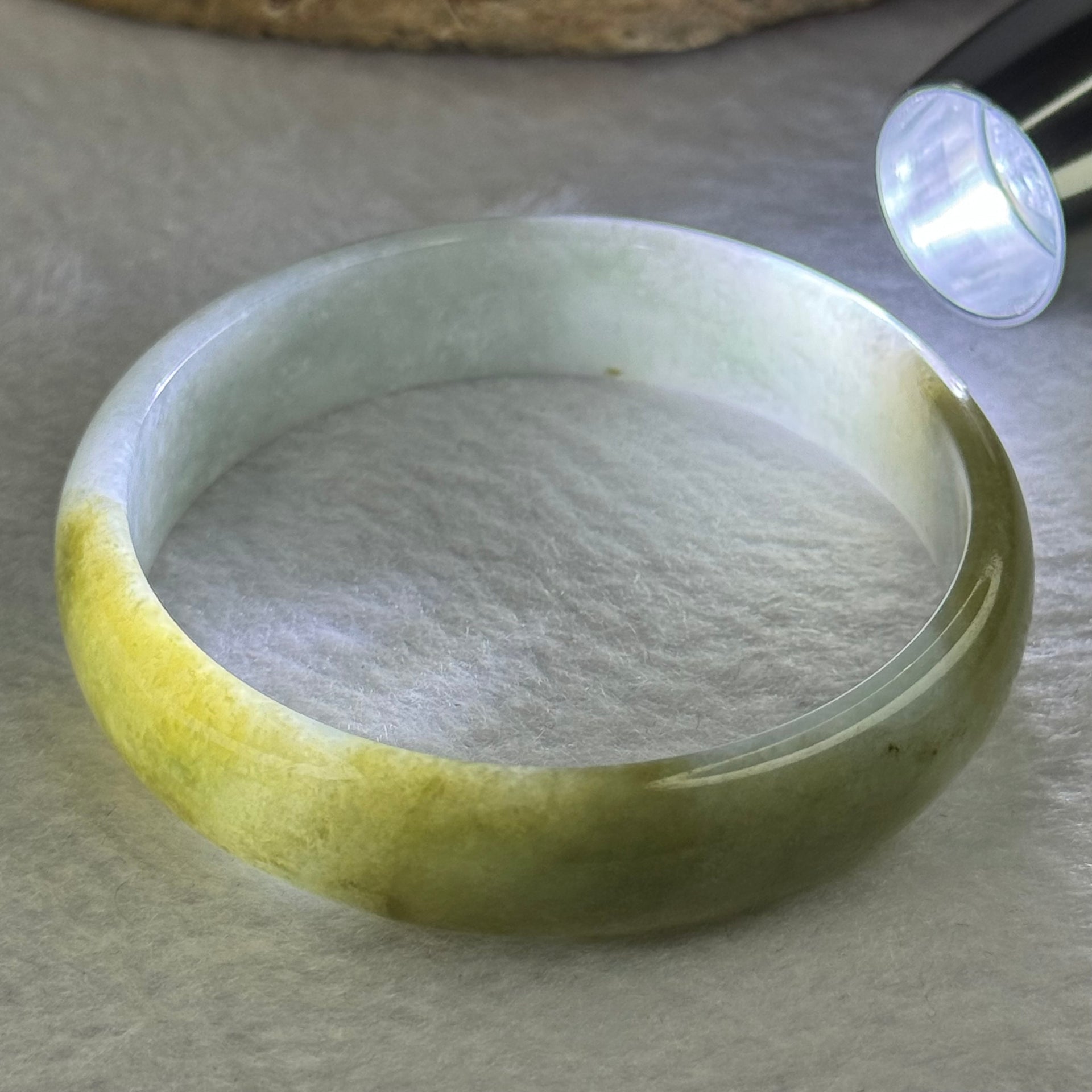 Type A Light Lavender with Brownish Green Patches 57.92g Inner Diameter 57.4mm 13.6 by 13.6 by 5.6mm - Huangs Jadeite and Jewelry Pte Ltd