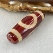 Natural Powerful Tibetan Old Oily Red White Agate One Eye Fire Sign Dzi Bead Heavenly Master (Tian Zhu) 一眼火天珠 10.52g 38.0 by 13.3mm - Huangs Jadeite and Jewelry Pte Ltd