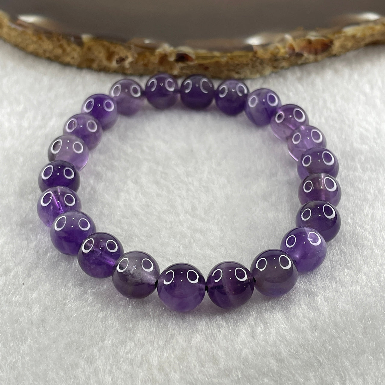 Natural Amethyst Quartz Beads Bracelet 20.93g 16cm 8.9mm 22 Beads - Huangs Jadeite and Jewelry Pte Ltd