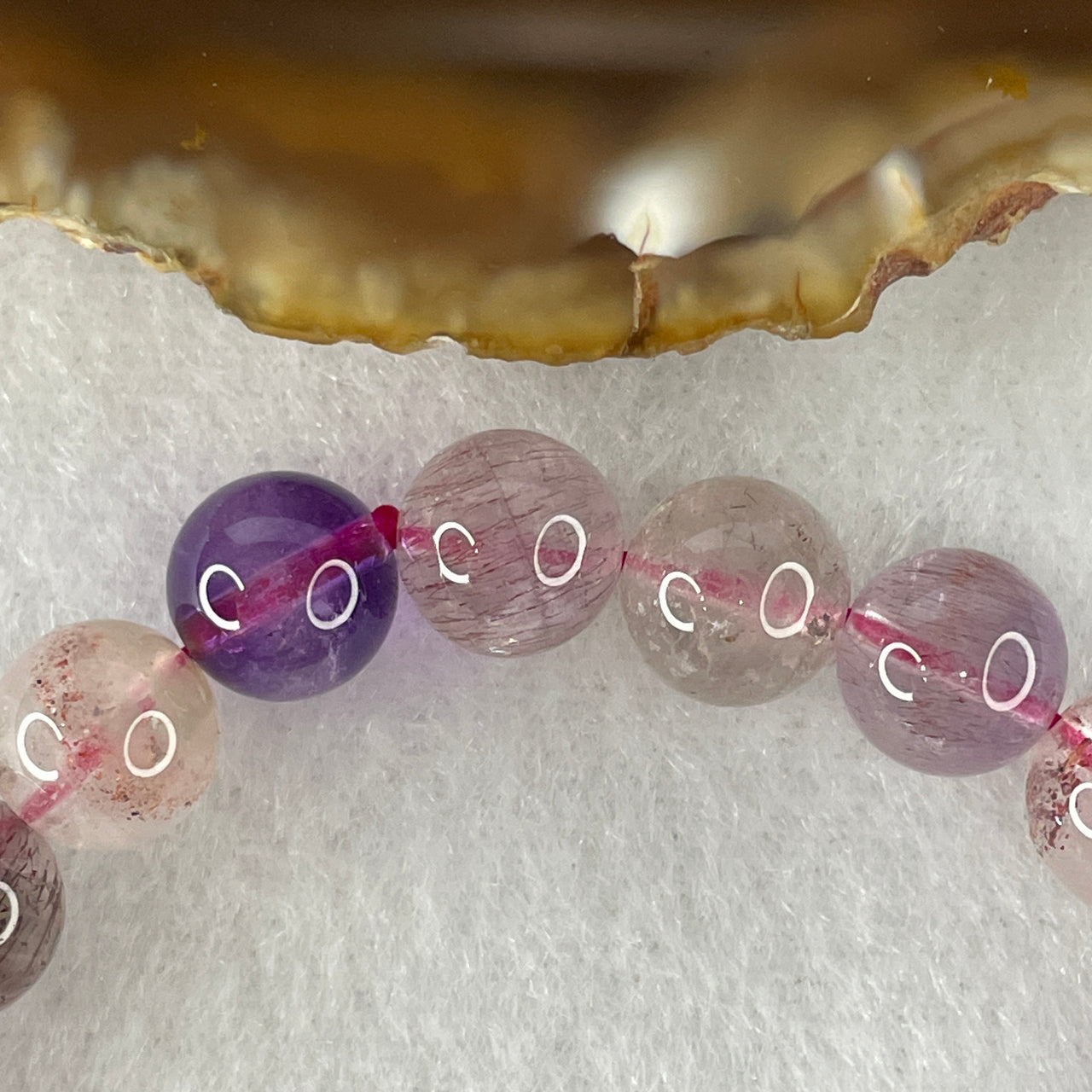 Certified Above-Average Grade Natural Super 7 Crystal Beads Bracelet | Fluid High-Clarity Showcase Strand | Authentic Sacred Seven Multi-Mineral Inclusions Quartz Spiritual Catalyst & Auric Shield Bracelet (19.83g | 15.5cm Length | 8.8mm | 22 Beads)