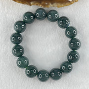 Type A Old Mine Dark Blueish Green Jadeite Beads Bracelet 69.38g 16.5cm 14.0mm 15 Beads - Huangs Jadeite and Jewelry Pte Ltd