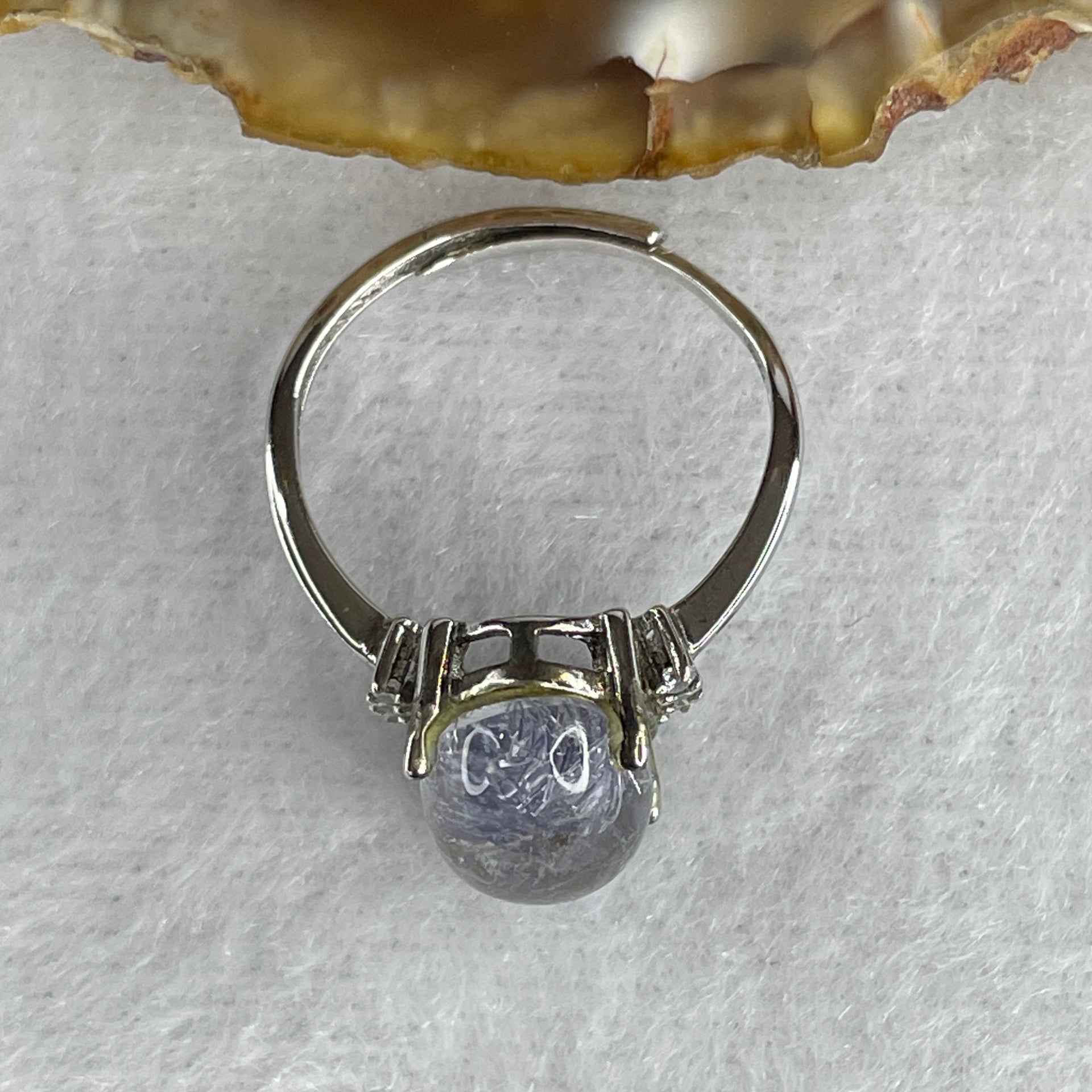 Good Grade Natural Blue Rabbit Hair Rutilated in S925 Sliver 3.27g 13.5 by 9.0 by 6.5mm (Adjustable Size) - Huangs Jadeite and Jewelry Pte Ltd