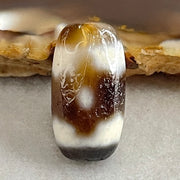 Natural Powerful Tibetan Old Oily Agate 3 Eyes Dzi Bead Heavenly Master (Tian Zhu) 三眼天诛 3.29g 19.3 by 10.5mm - Huangs Jadeite and Jewelry Pte Ltd