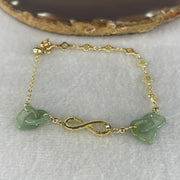 Natural Type A Blueish Green Jadeite Multi-Heart Bracelet | Adjustable 14-17cm Gold-Toned Elegant Fine Layering Chain (4.77g,  10.8x10.4x2.4mm 4 Pieces) - Huangs Jadeite and Jewelry Pte Ltd