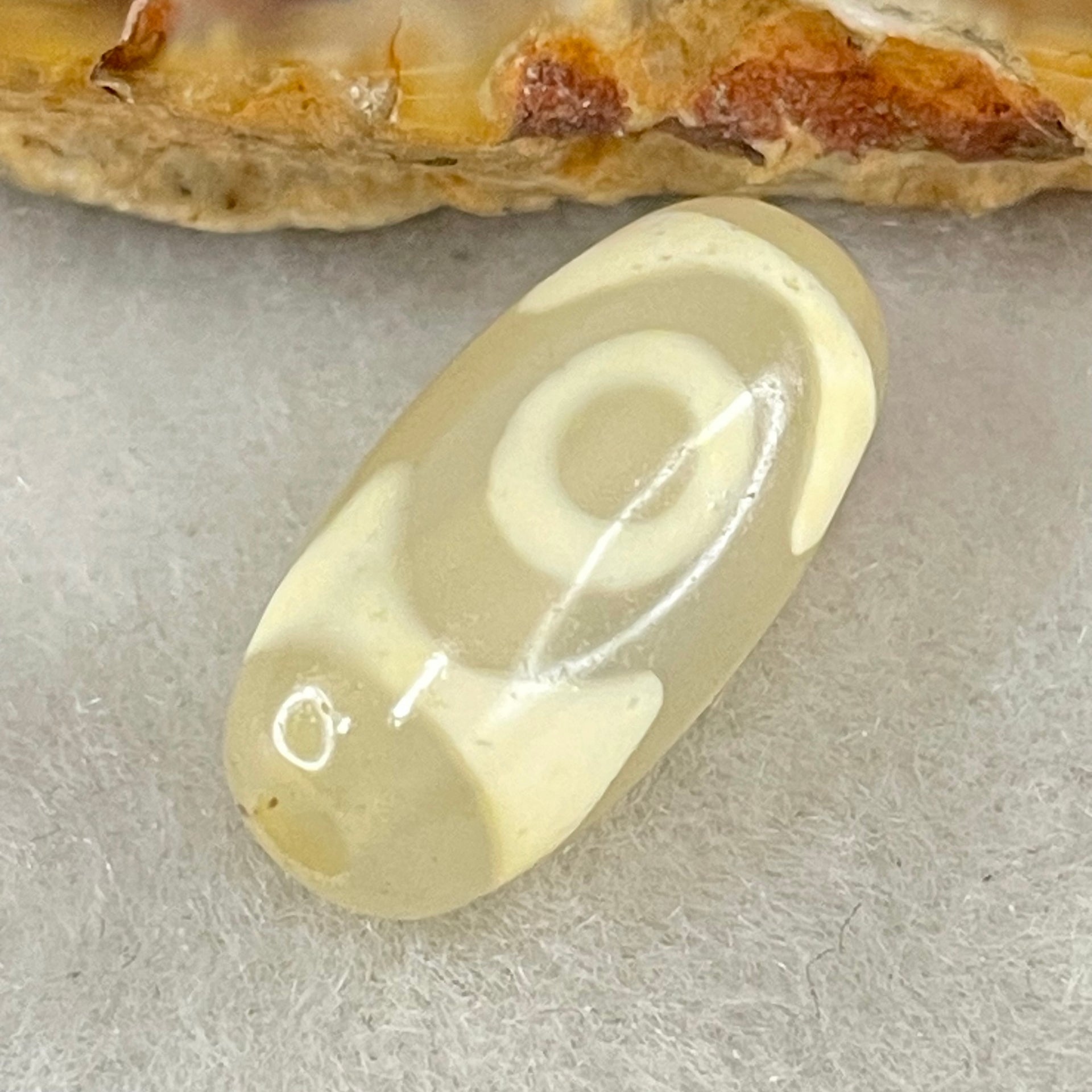 Natural Powerful Tibetan Old Oily Agate 3 Eyes Dzi Bead Heavenly Master (Tian Zhu) 三眼天诛 2.41g 19.3 by 9.4mm - Huangs Jadeite and Jewelry Pte Ltd