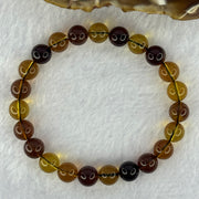 Natural Mixed Color Amber Beads Bracelet 6.49g 15.5cm 8.1mm 23 Beads - Huangs Jadeite and Jewelry Pte Ltd