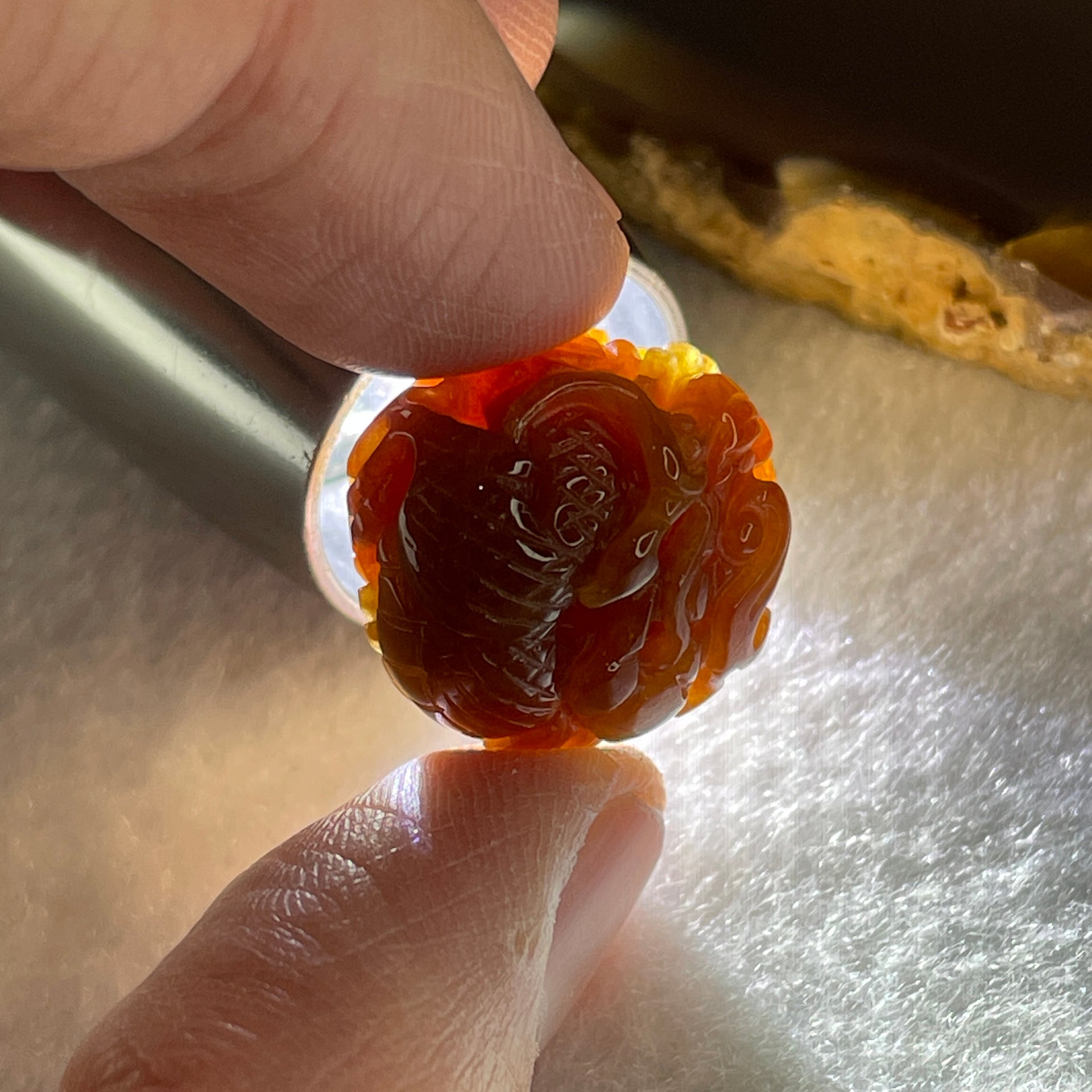 Certified Natural Type A Reddish Brown Jadeite Dragon Charm 7.59g 18.2 by 17.9 by 15.2mm - Huangs Jadeite and Jewelry Pte Ltd